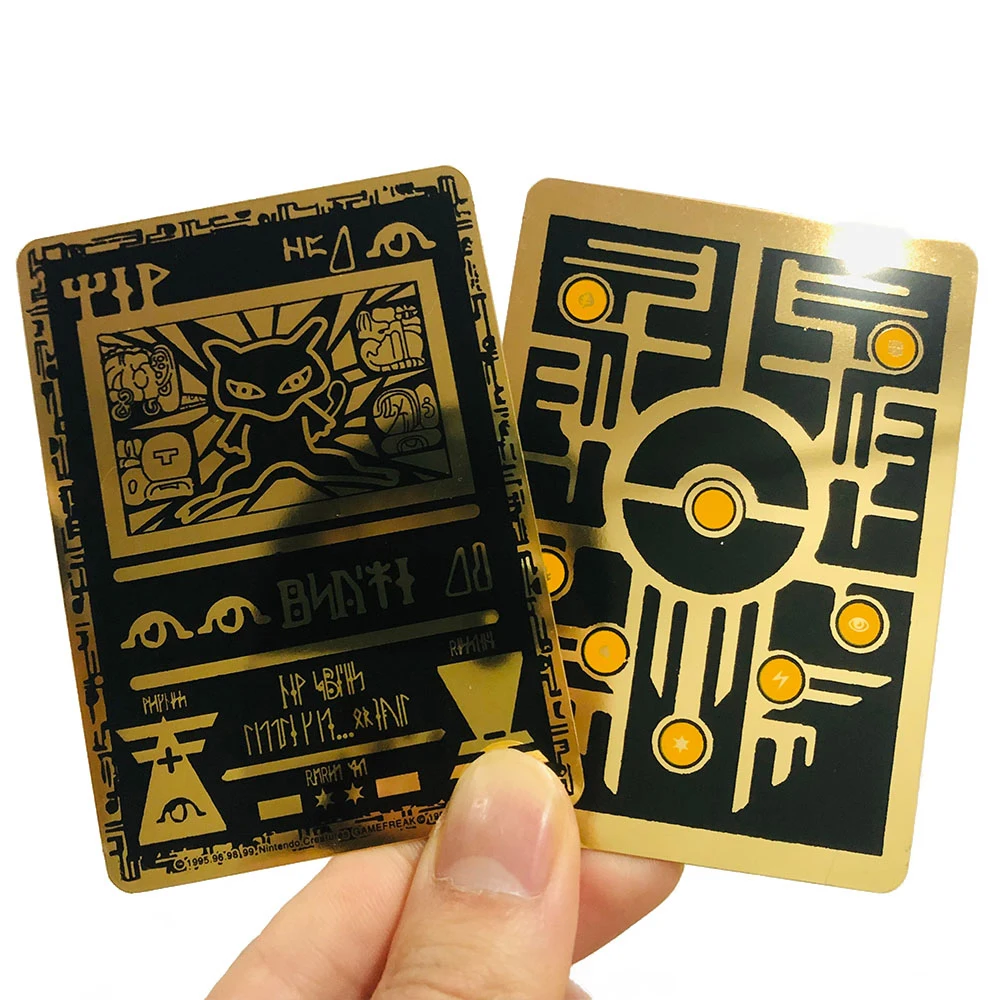 

Ancient Totem Shiny Pokemon Game Black Stainless Steel Metal Card Kids Collectible Christmas Gift Game Card
