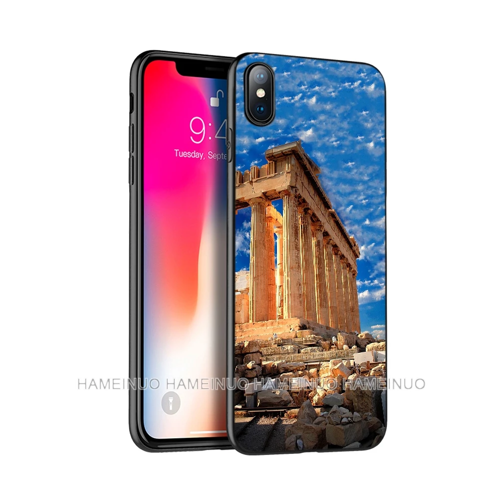 Черный ТПУ чехол для iphone 5 5S SE 6 6s 7 8 plus x 10 XR XS 11 pro MAX древний флаг греческого пейзажа