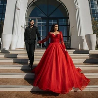 uzn dark red princess lace and tulle prom dress sweetheat long sleeves with feather evening gowns lace up dubai party dresses