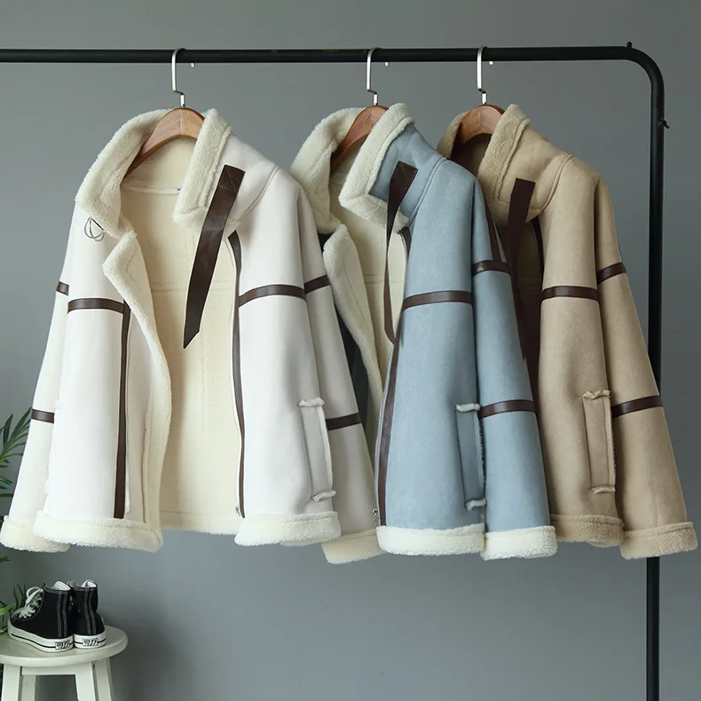 Mooirue Зимняя шерстяная подкладка куртки для женщин полосатый лоскутное Винтаж