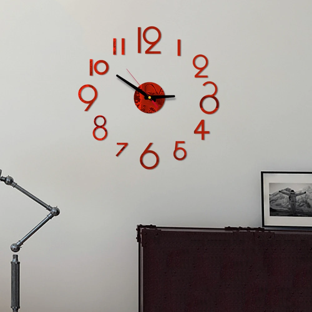DIY 1 мм толстые настенные часы 3D акриловые круглые шкала со стрелкой бесшумные