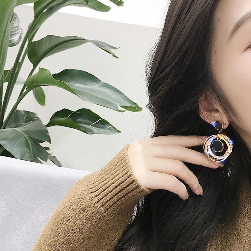 2 шт./компл. женские модные серьги с украшением в виде кристаллов круглые бусины