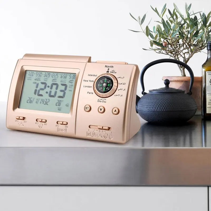 Мусульманской молитвы будильник светодиодный цифровые часы с азаном Мекки