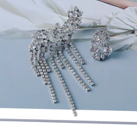 2021 fashion long tassel full rhinestone drop earrings for women ear studs shiny crystal drop dangle earrings xmas jewelry gifts