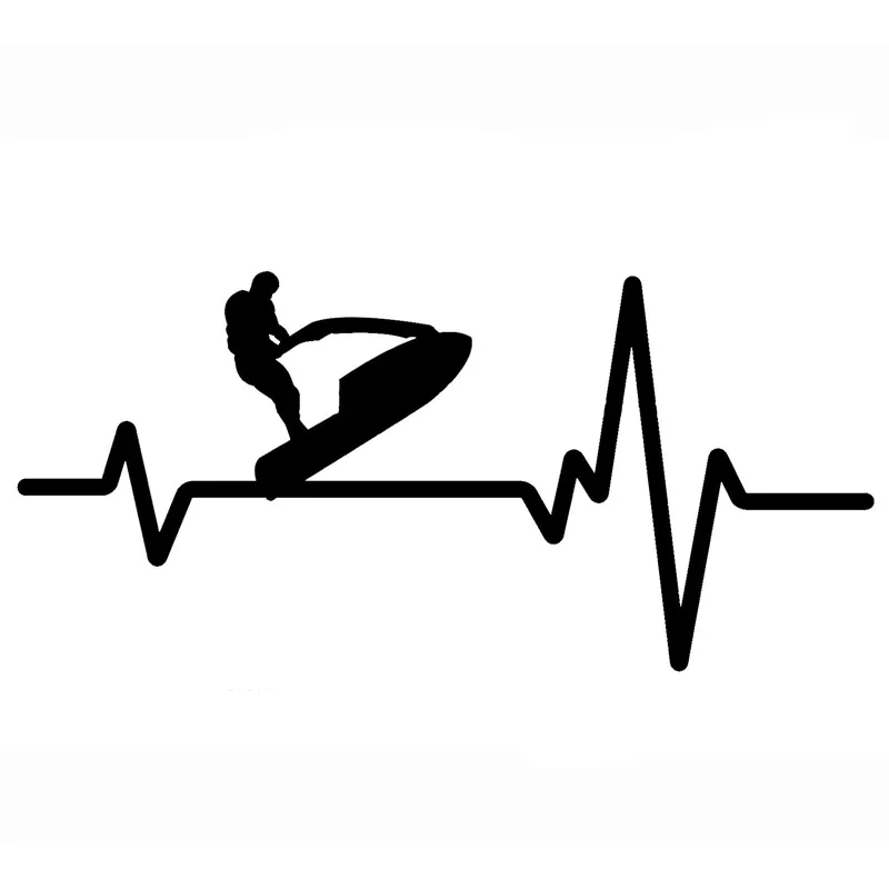 

Car Sticker Jet Ski Stand Up Watercraft Heartbeat Line Decorative Accessories Creative Sunscreen Waterproof Vinyl Decal,17cm*8cm