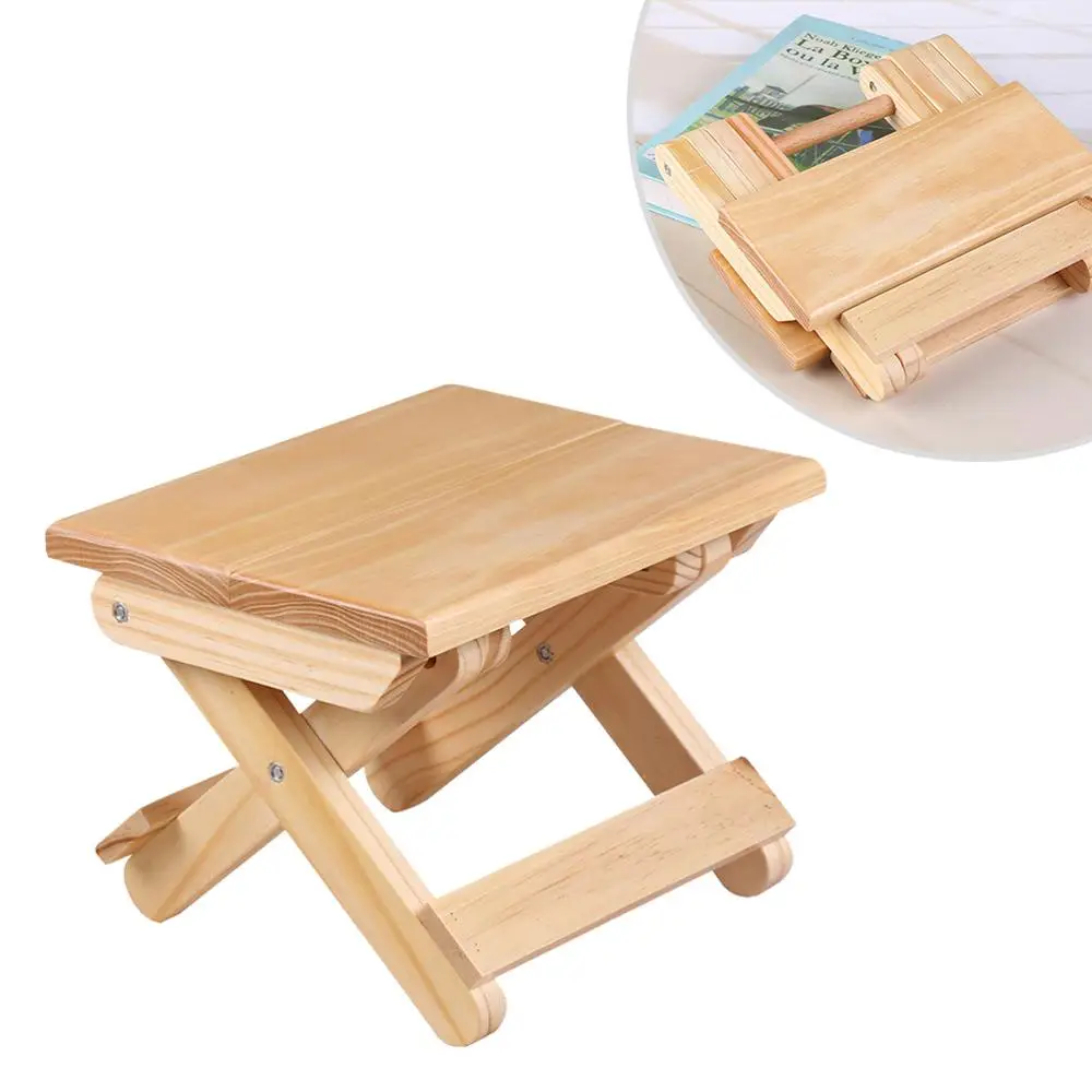 1 PC Lightweight Folding Stool Simple Fashion Household Portable Wooden Folding Stool for Fishing Camping Outdoor Travel Pinic