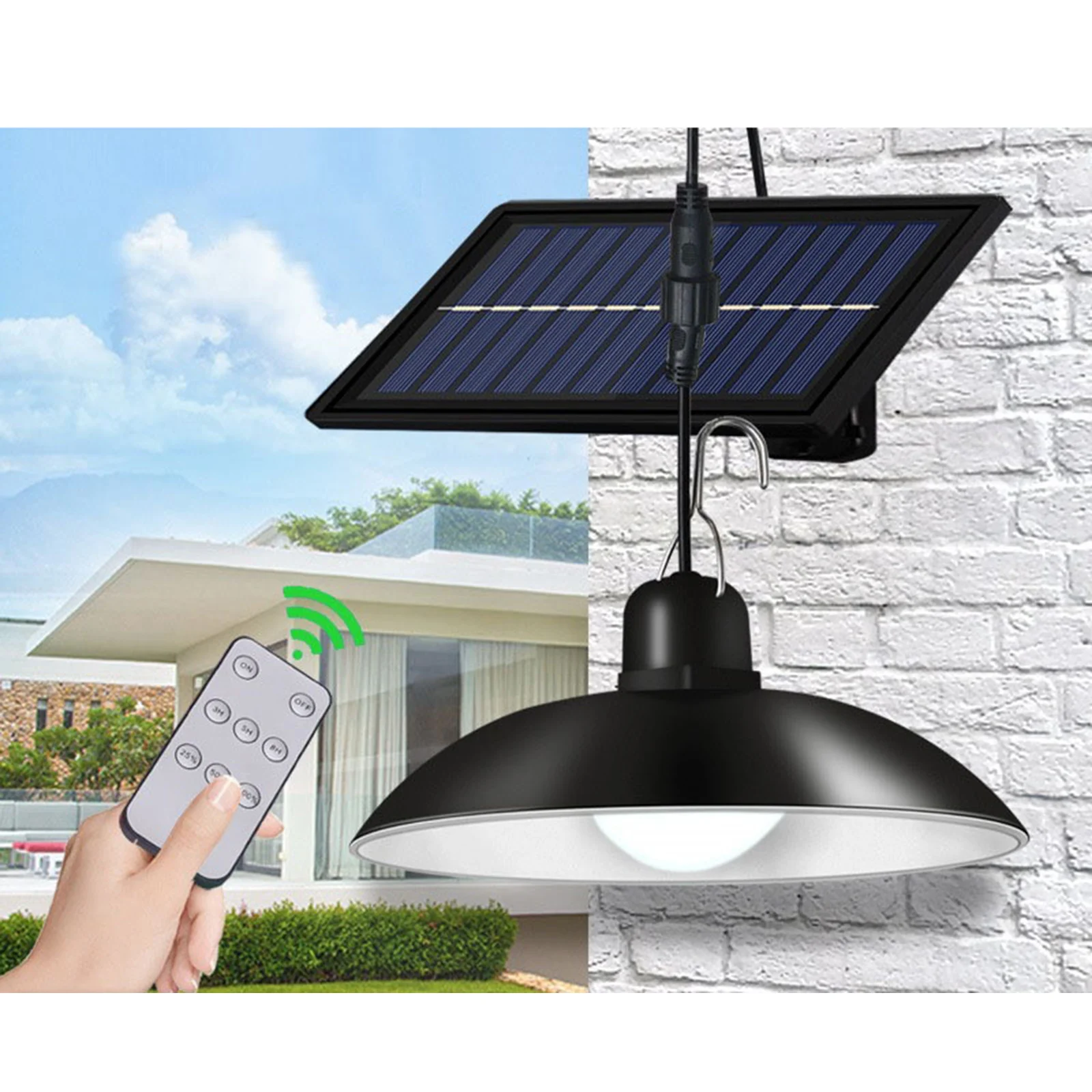 

Solar Pendant Light Outdoor Street Security Porch Lamp 3 Mode for Patio Farm