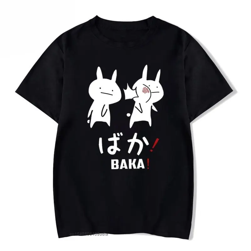 Baka T-Shirt Summer Women Black Tshirt Harajuku Streetwear Mens Clothe Anime Cotton Shirt Japanese Friend Couple T Shirt