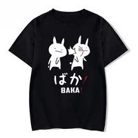baka t shirt summer women black tshirt harajuku streetwear mens clothe anime cotton shirt japanese friend couple t shirt