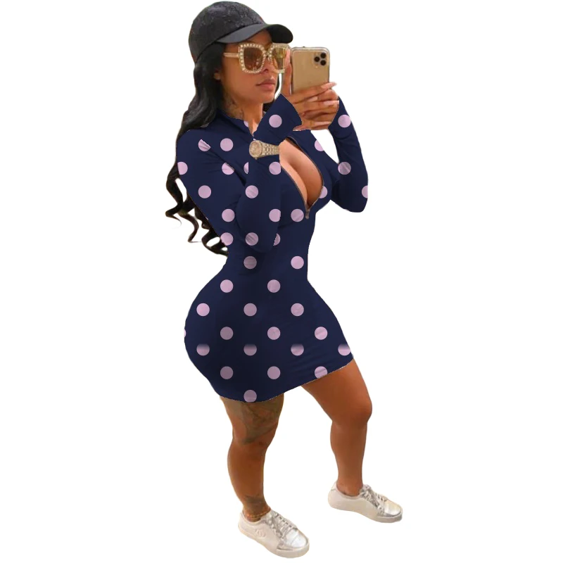 

Hot Sell Leopard Printing Long Sleeve Women Casual Short Sexy Party Dresses