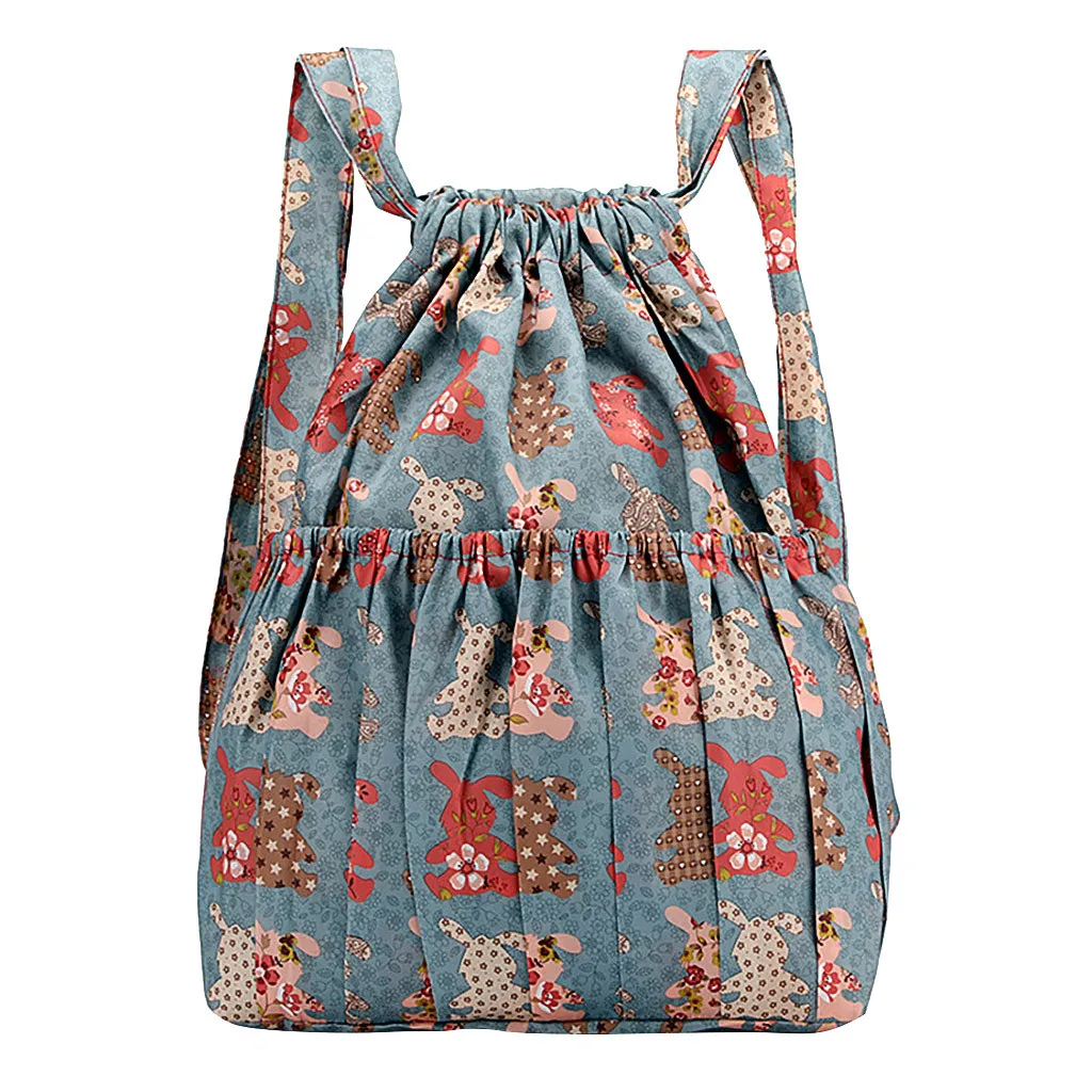 

2020 Fashion Vinatge Drawstring Backpacks Women Large Capacity Flower Ethnic Style Waterproof Nylon Rucksack Shoulders Backpacks