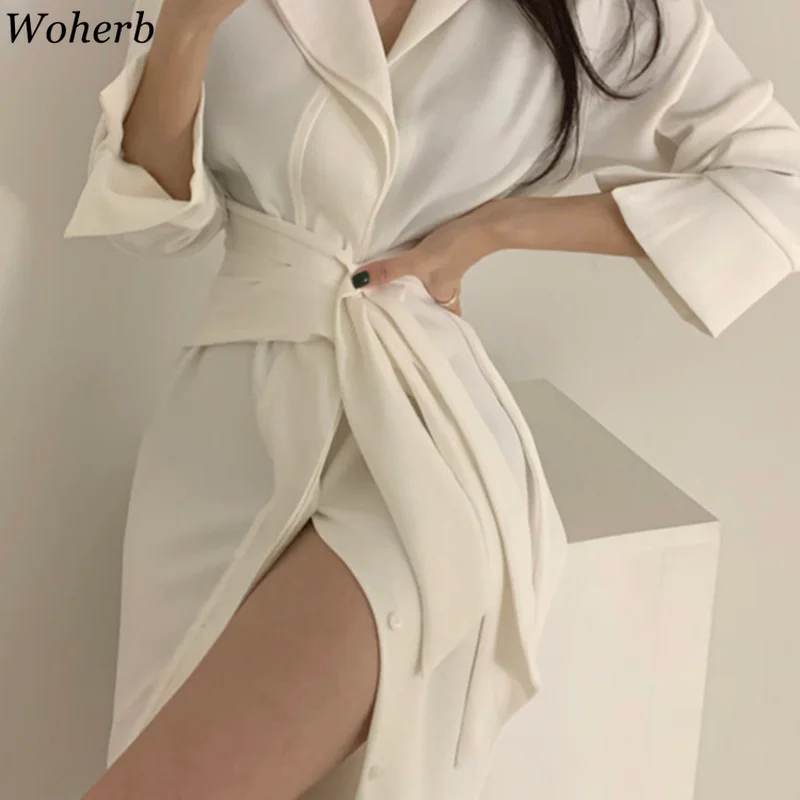 Woherb стильный женский костюм платье-рубашка 2024 летние женские платья элегантные