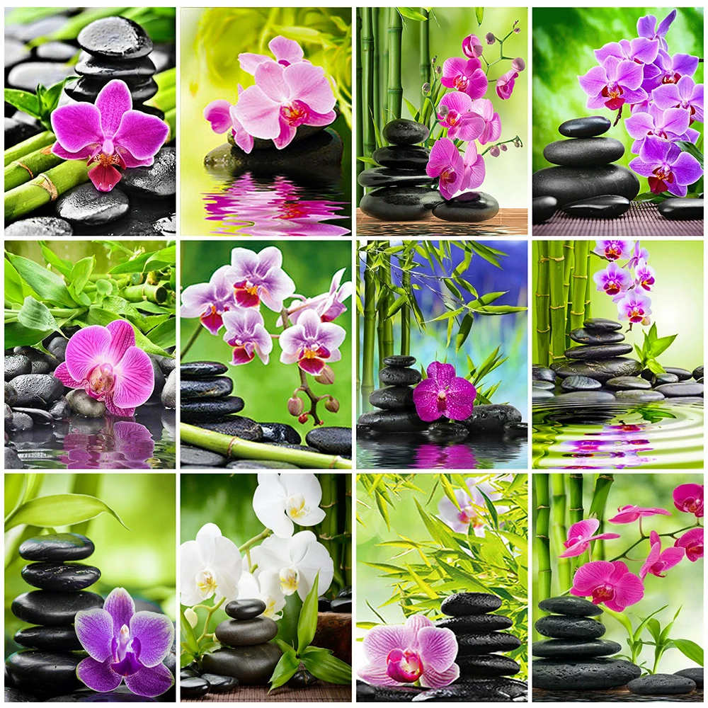 

EverShine Diamond Painting Flower Cross Stitch Diamond Mosaic Orchid Picture Full Square Rhinestones Handmade Gift