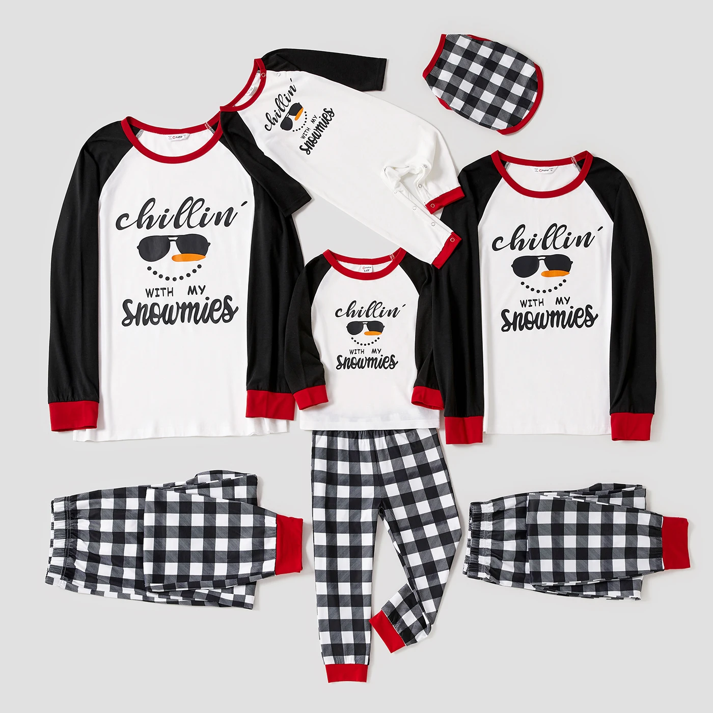 

PatPat Christmas Snowman Face and Letter Print Family Matching Long-sleeve Pajamas Sets (Flame Resistant)