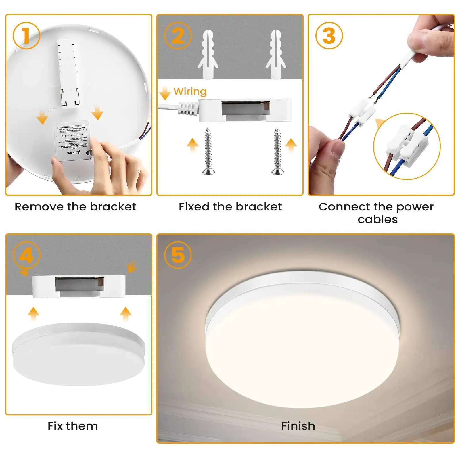 

LED Ceiling Light 24W Ceiling Light 4000K IP54 Warm White Recessed Ceiling Light for Bathroom Bedroom Kitchen Hallway Balcony