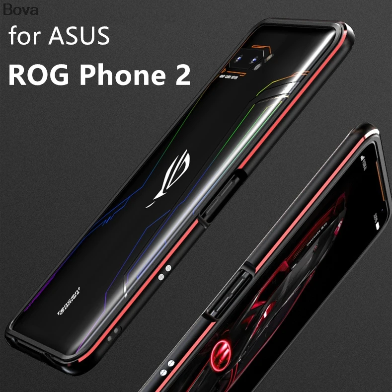 

Case For ROG Phone2 Luxury Deluxe Ultra Thin aluminum Bumper for Asus ROG Phone 2 ZS660KL + 2 Film (1 Front +1 Rear)