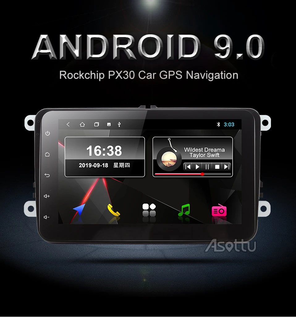Автомобильный dvd Asottu VW303 px30 android 9,0 для VW polo golf passat tiguan skoda yeti superb rapid для skoda gps navi