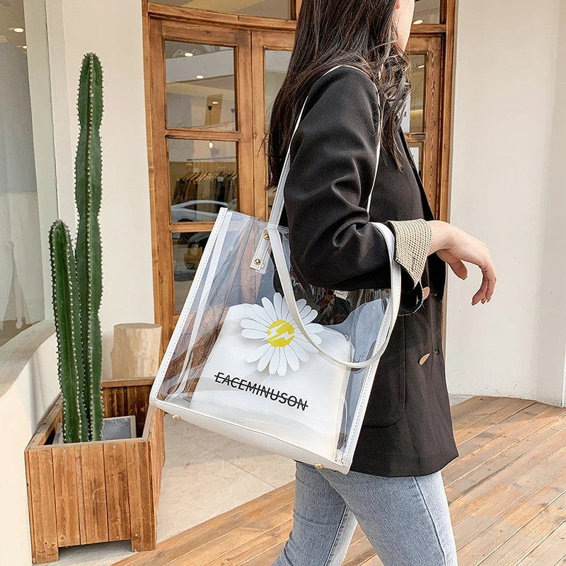 

Women Bags Luxury Handbag Designer Casual Tote for Women Purse and Shoulder Bags 2021 Transparent Tote Bag Female Composite Bag