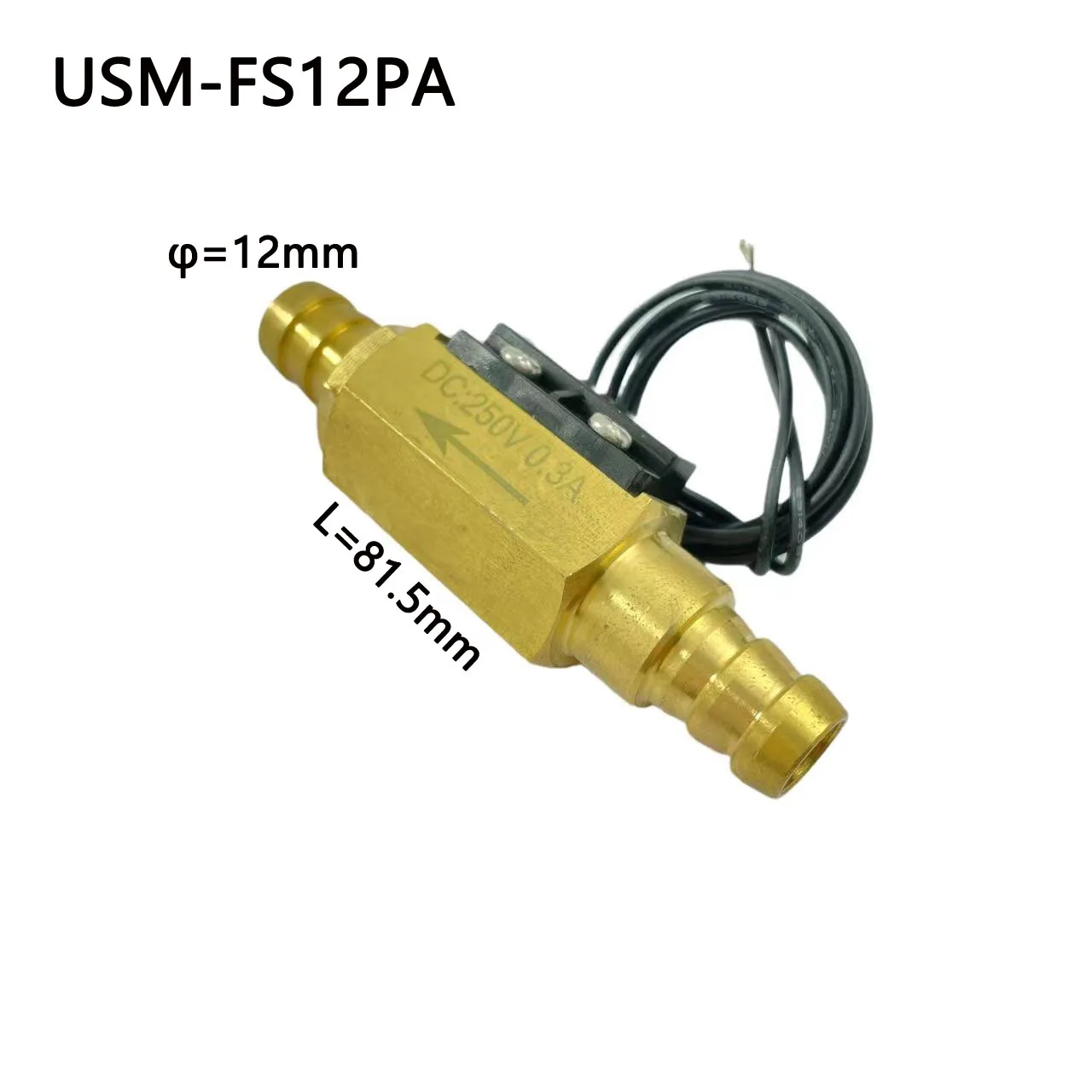 

USM-FS12PA Normally open Circuit Magnetic Flow Switch 0.3A Max Load DC250V AC220V Max Reliable 8mm OD Plug made of Brass