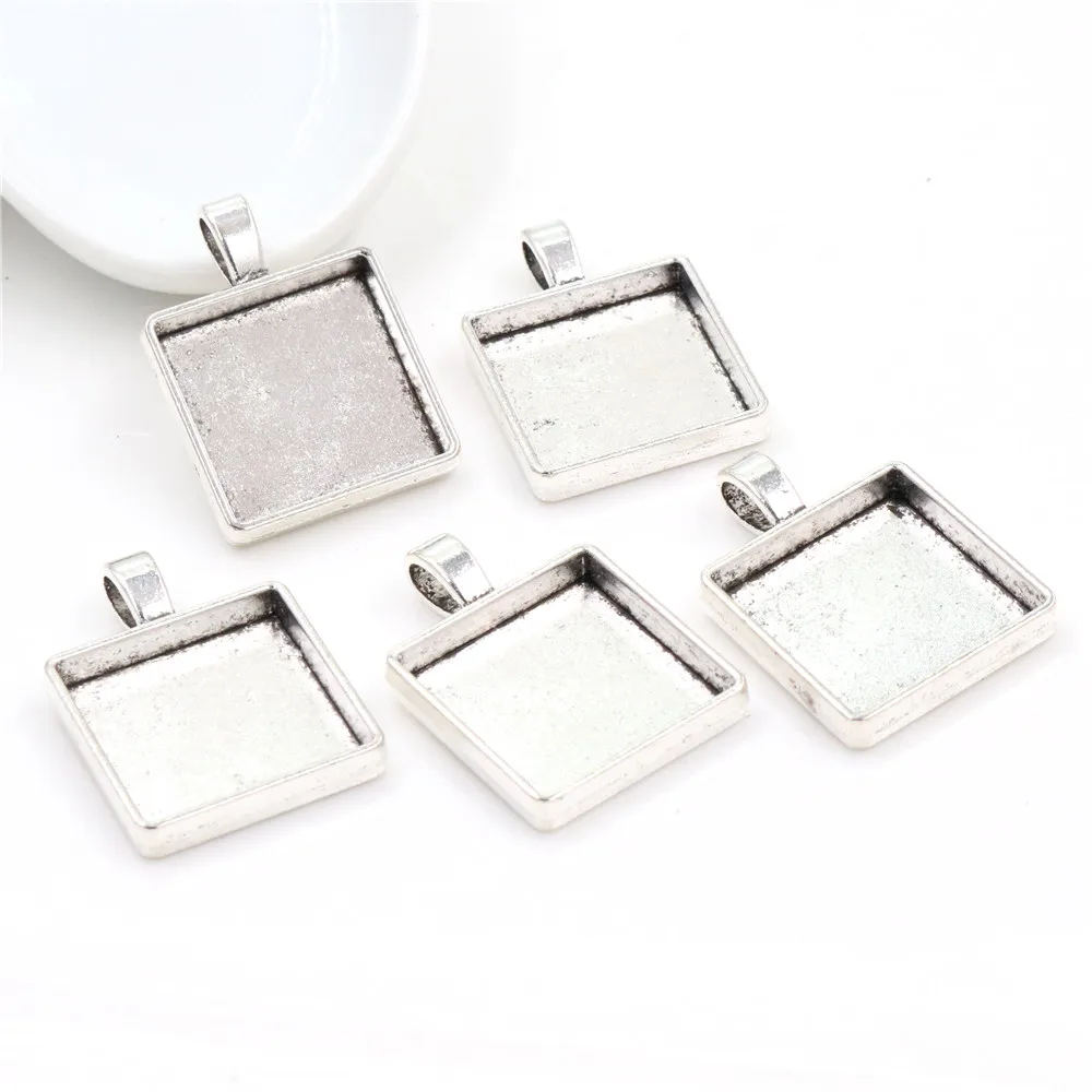 Новая мода 6 шт 20 мм внутренний размер 4 стиля квадратный кабошон основа подвеска