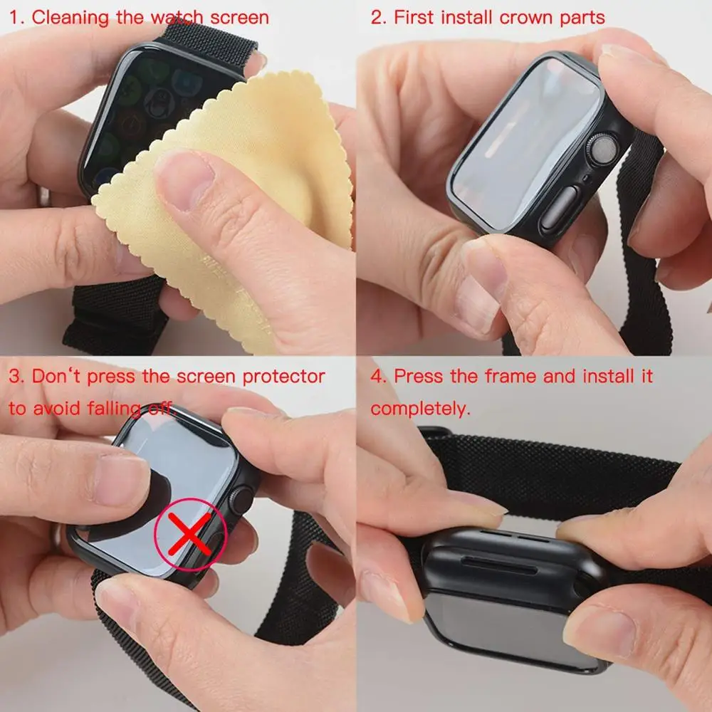 Glass+Case For Apple Watch Series 8 7 6 5 3 SE 45mm 41mm 44mm 40mm 42mm/38 iWatch Screen Protector+Cover Apple Watch Accessories