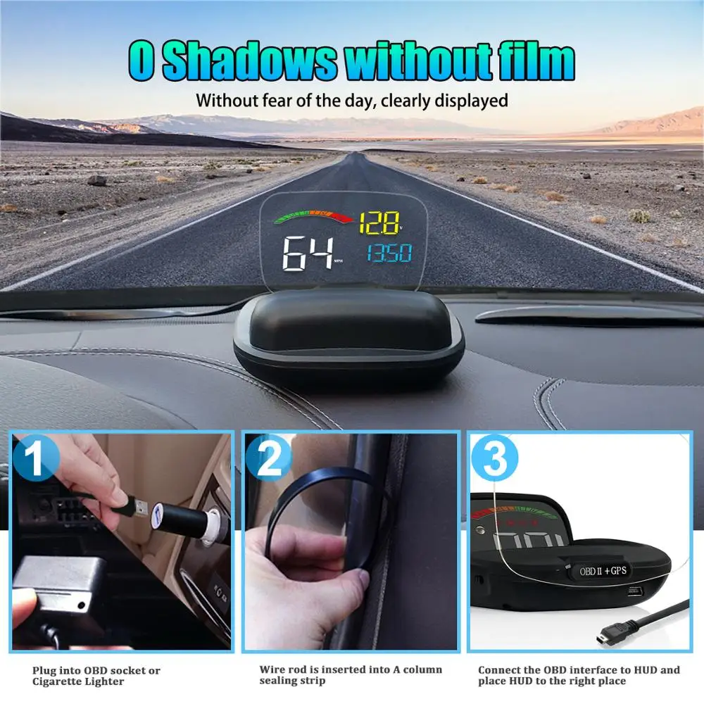 

100% брендовый GPS + OBD2 C800 OBD2 HUD Автомобильный дисплей на лобовое стекло GPS система Спидометр проектор на лобовое стекло автомобильные электронн...