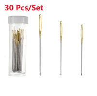 30pcs needles cross stitching craft embroidery big eye sewing needlework diy handwork with threader home tool accessories silver