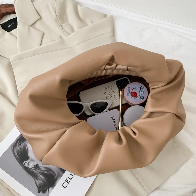 

Top Handle Bags For Women 2021 Genuine Soft Leather Hand Bag Ladies New Clutch Purses Female Dumpling Shoulder Bag Large Pouch