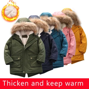 Уличная куртка, детская зимняя теплая ветровка с капюшоном для мальчиков и девочек, повседневная бархатная плотная куртка, одежда