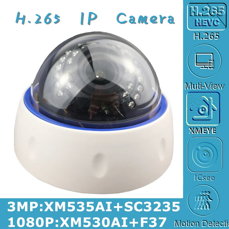 3МП 2МП H.265 2.8-12мм Ручной Зум IP Потолочная Купольная Камера 2304*1296 XM535AI+SC3235 1080P XM530+F37 Onvif CMS XMEYE IRC P2P on.