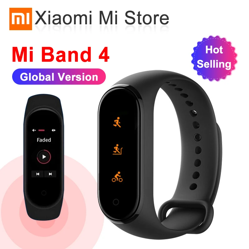 Xiaomi mi браслет 4 Smartband 3 цвета экран частота сердечных сокращений mi Band 4 фитнес-браслет Bluetooth 5,0 водонепроницаемый