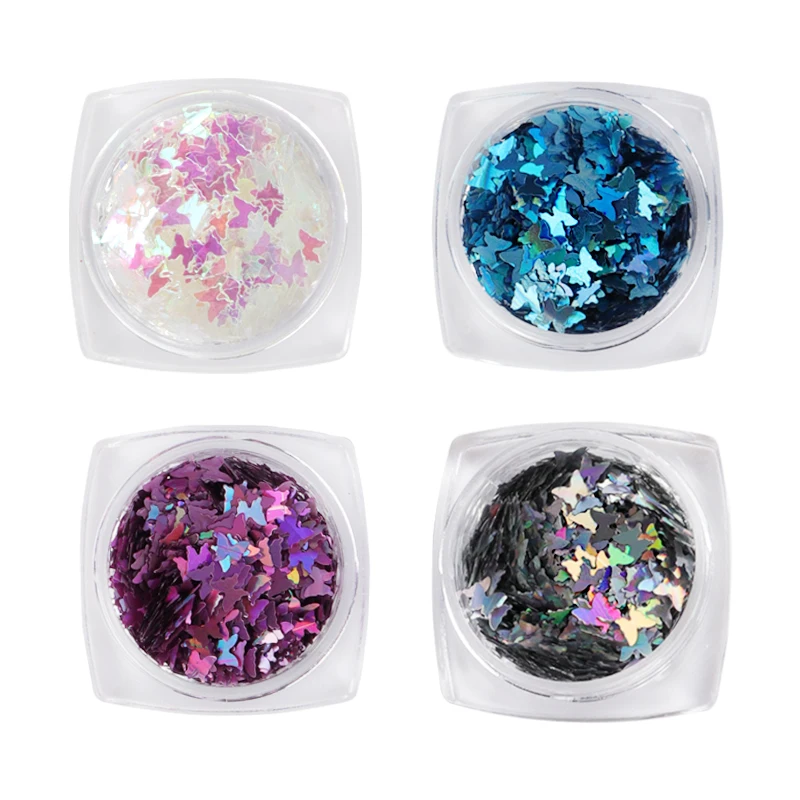 1 набор блестящих хлопьев для ногтей в виде бабочки серебряные блестки новинка 2019