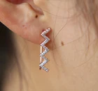 Женские серьги с волнистыми Фианитами, серебро 925 пробы