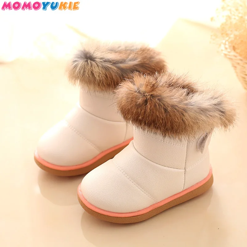 Botas c&aacute;lidas de invierno para ni&ntilde;os y ni&ntilde;as, botas de nieve con piel de 1 a 6 a&ntilde;os, zapatos de fondo blando-1
