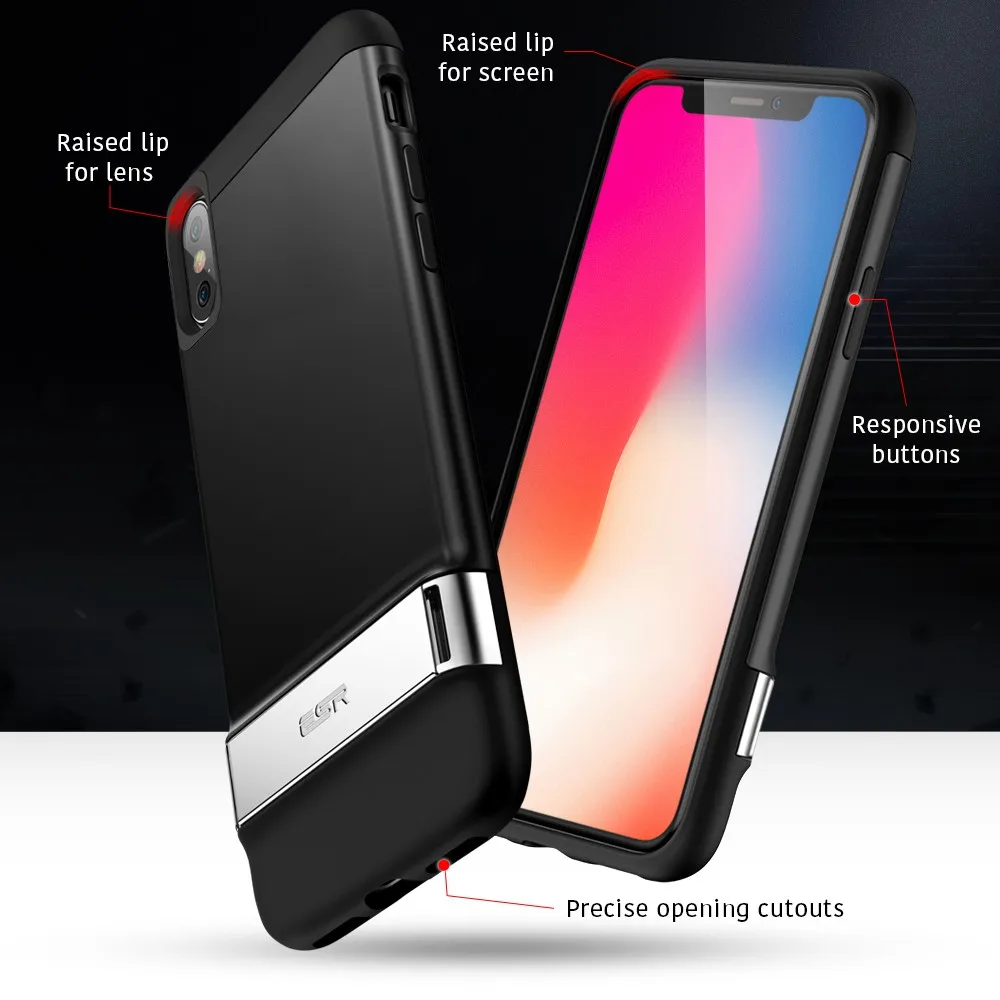 Чехол для iPhone X ESR, металлический чехол с подставкой, вертикальная и горизонтальная подставка, Жесткий Чехол-бампер из поликарбоната для iPhone 7, 8 Plus, Fundas Coque