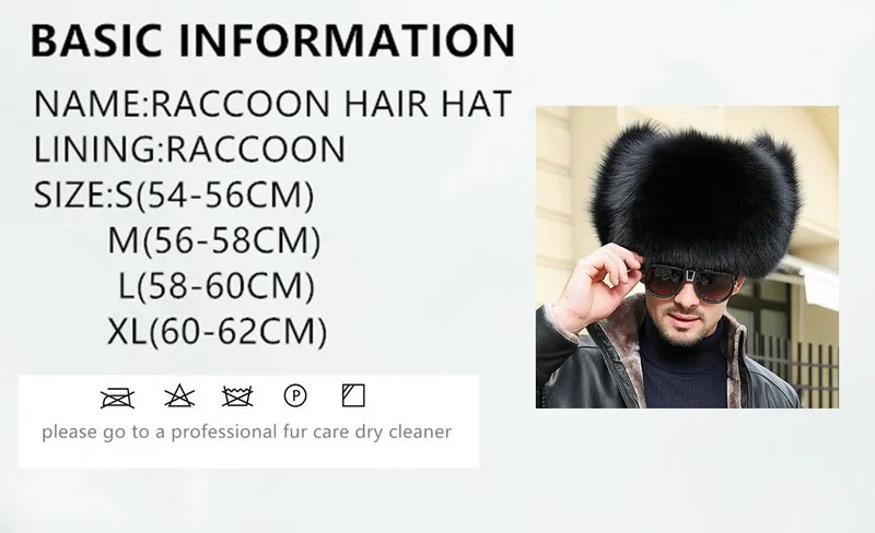 

Winter Men's 100% Real Silver Fox Fur Bomber Hat Raccoon Fur Ushanka Cap Trapper Russian Man Ski Hats Caps Real Leather