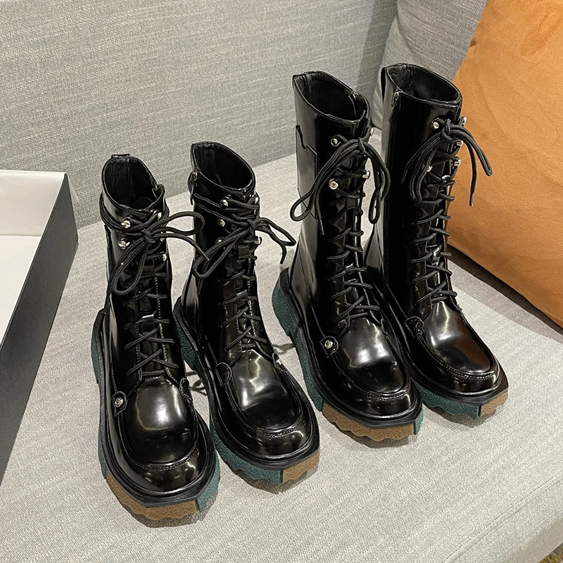 

British Style Martin Boots For Women's Shoes Fall 2021 Winter Casual Flats Locomotive Boots Lace Up Short Boot Zapatos De Mujer