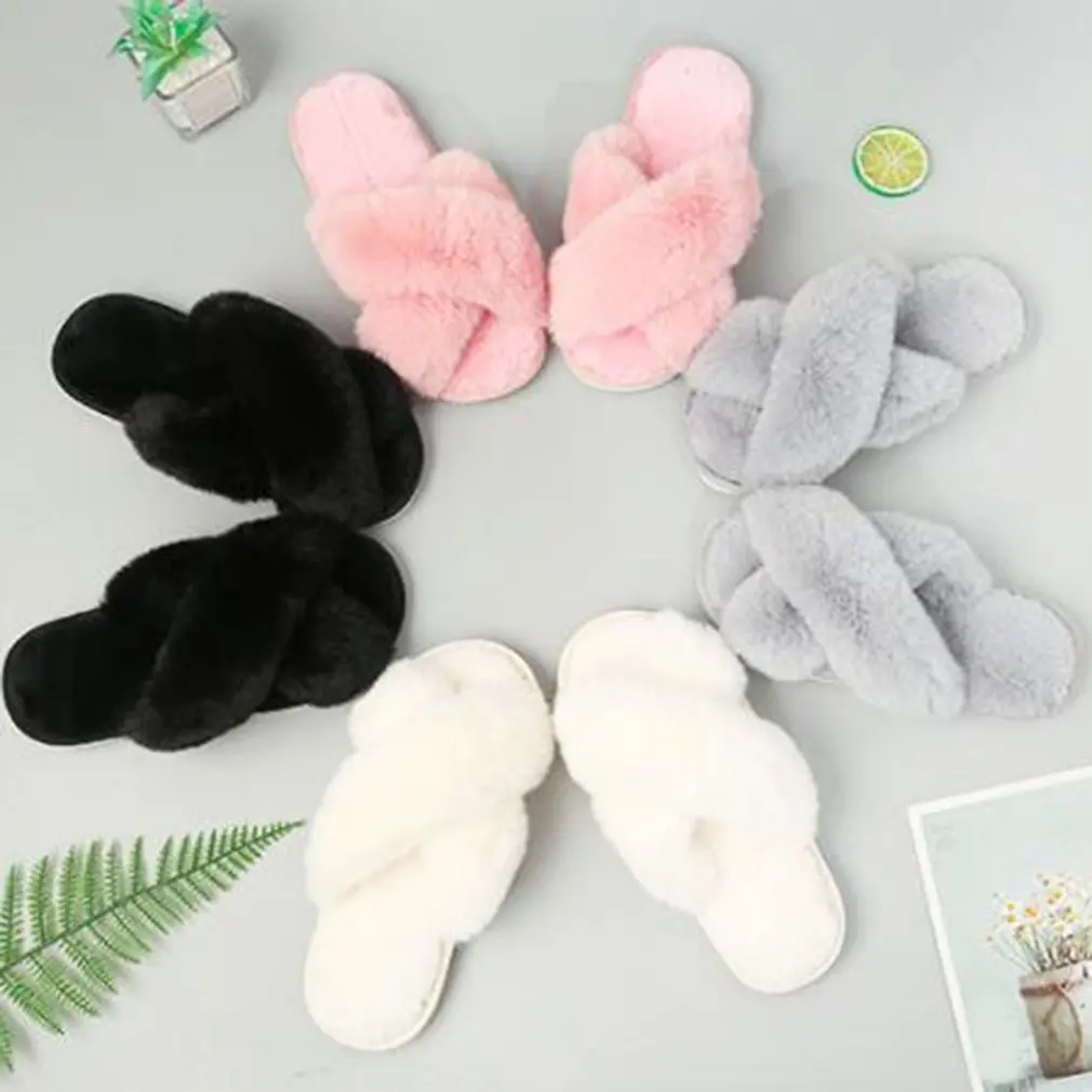 

2021 New Cotton Slippers Women Household Home Faux Fur Sandales Men Sandals Winter Sandalias In Stock Baotou Cotton Mop