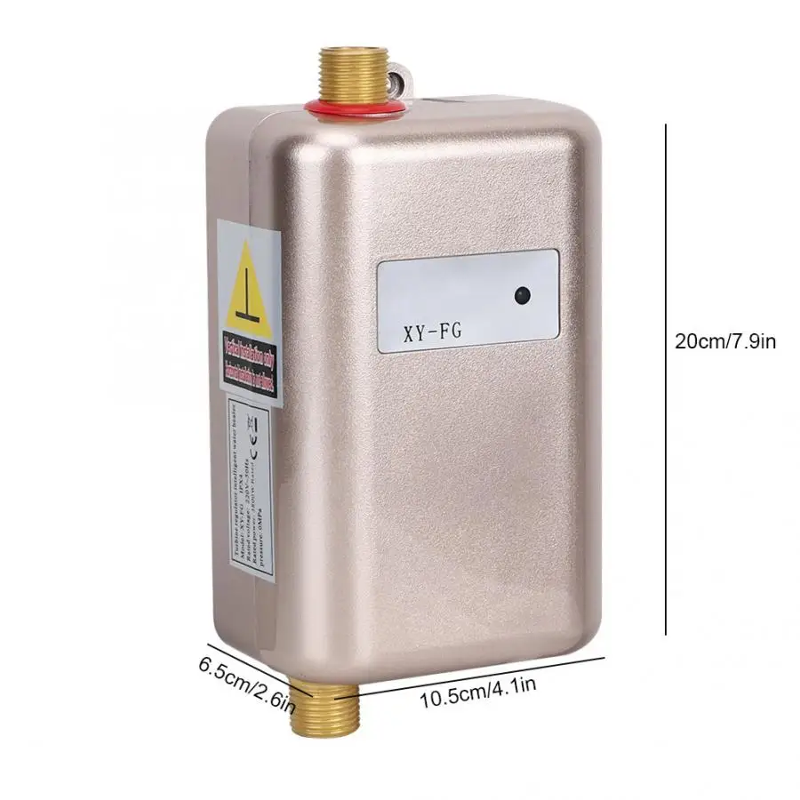 

3800W Electric Water Heater Instantaneous Hot Shower Flow Fast Heating Kitchen Bathroom Stainless Steel Tankless Water Heater