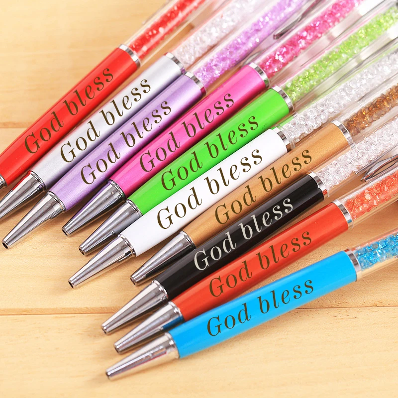 Новый логотип алмазные шариковые ручки емкостный сенсорный экран для письма