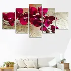 Абстрактная красная Орхидея цветок постер 5 панелей Холст Картина Печать на холсте Картина на холсте Настенный декор для гостиной без рамки