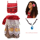 Платье Моана для девочек, юбка принцессы Моана, Детский костюм для косплея и вечеринки, детский костюм с париком, одежда ваяна, 2020