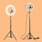 Светодиодный кольцевой светильник 26 см с регулируемой яркостью, студийсветильник лампа для фото, видео, макияжа, для Youtube, Tik Tok, селфи, телефона, штатив