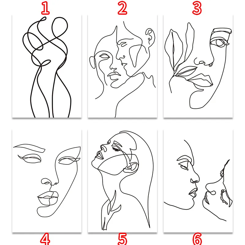 Картина на холсте для стены печатные картины минималистичные линии рисования