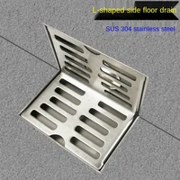 l type wall and floor drain 304 stainless steel thickened wall type side balcony wall corner floor drain bathtub drain stopper