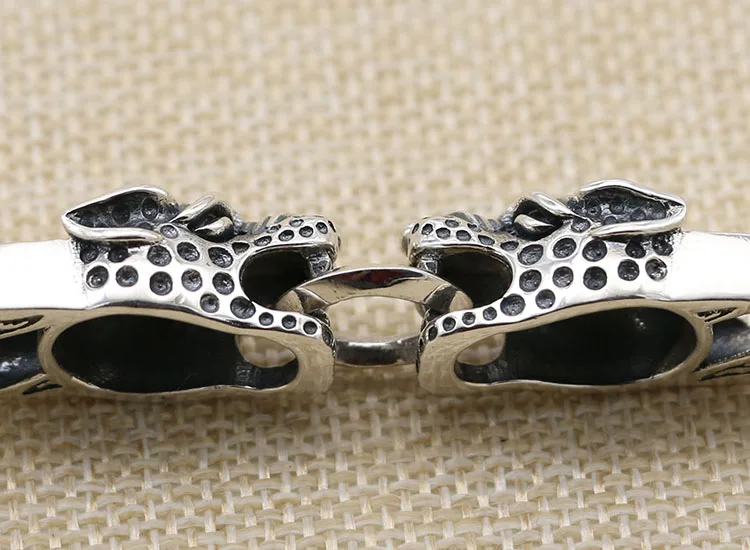 Браслет из серебра 925 пробы с двойной головой леопарда | Украшения и аксессуары