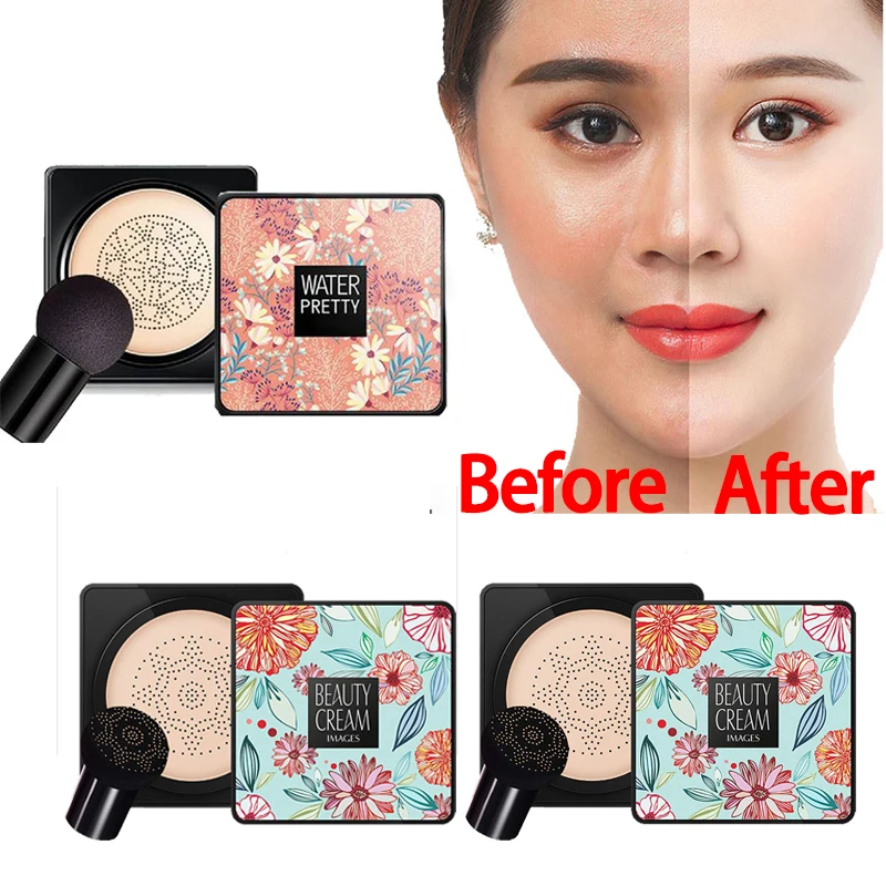 

BB Air Cushion Foundation Mushroom Head CC Cream Concealer Whitening Genuine Makeup Cosmetic Waterproof Brighten Face Base Tone