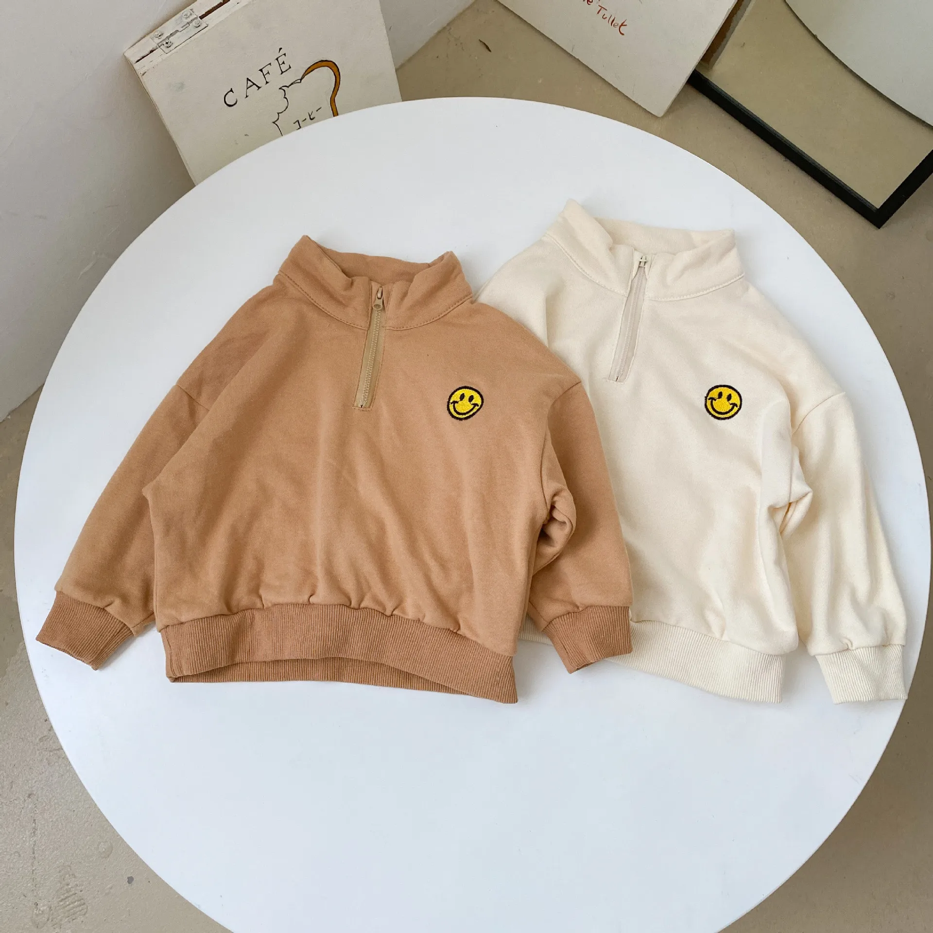 

Новинка весна-осень, детская одежда, толстовки с рисунком улыбки, корейские топы для девочек и мальчиков, одежда для маленьких девочек 2313