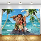 Moana фото фон для вечеринки в честь Дня Рождения Ребенка Девочки пользовательский фотографический фон реквизит для фотостудии декоративный баннер