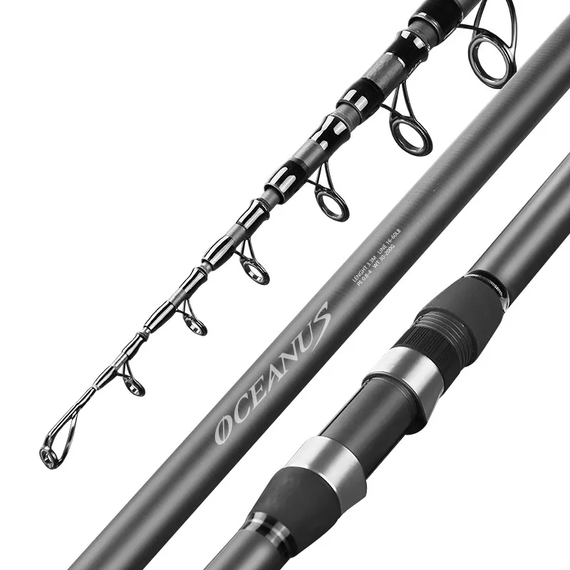 

LINNHUE High Quality Carbon Spinning Rod 2.4m-5.4m Super Light 5/6/7/8 Sections Telescopic Long Handle Carbon Fiber Fishing Rod